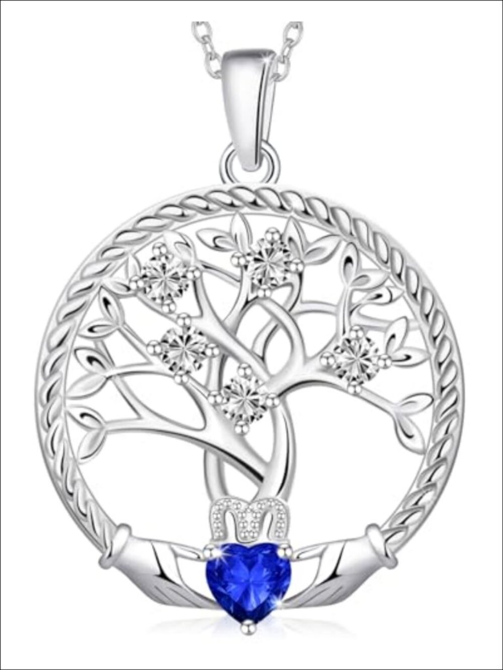 S925 Sterling Silver Tree of Life Birthstone Necklace for Mom Wife